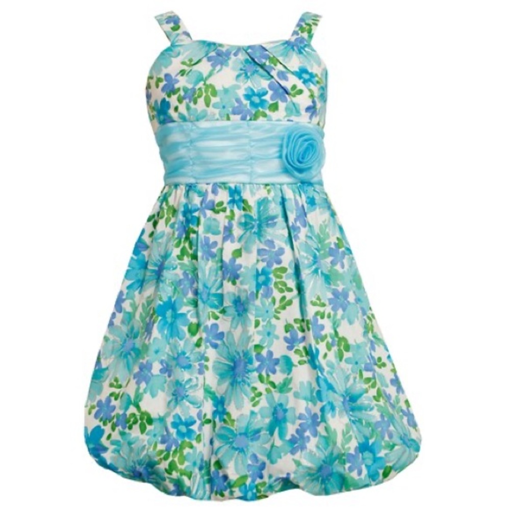 SOLD Blue Green Floral Bubble Dress